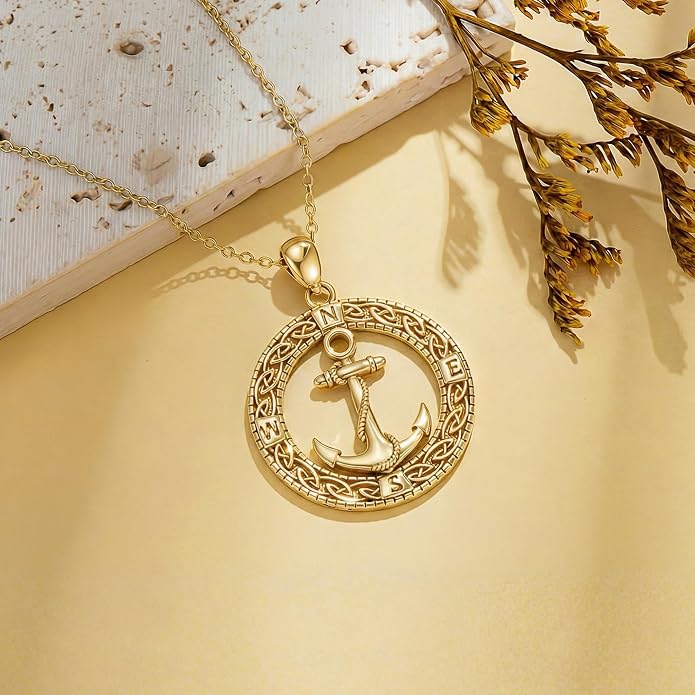 Compass/Sailboat/Lighthouse/Rudder Anchor Necklace for Women 18K Gold Plated Nautical Navy Jewelry Sea Lover Sailor Necklace Mothers Day Gifts for Women Mom Wife