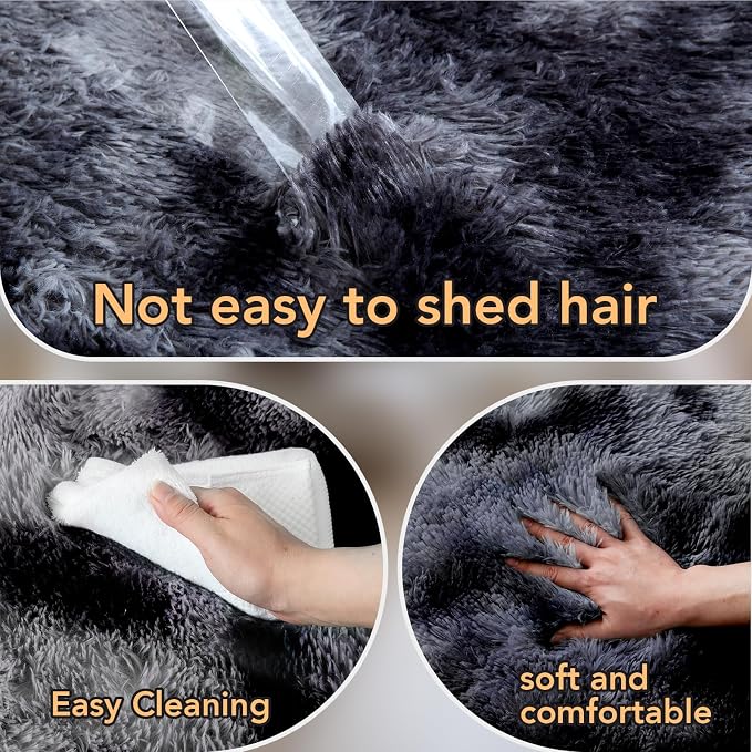 10x12 Living Room Rugs Area Rugs: Large Tie-Dyed Dark Grey Shag Area Rugs for Living Room- 10x12 Big Shaggy Rugs- Tie-Dyed Dark Gray Soft Indoor Carpets for Bedroom, 10x12Feet