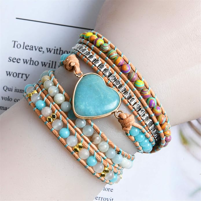 YGLINE Natural Stone Bracelet 3 Wraps Bracelet Handmade Boho Bracelet for Women Bracelet