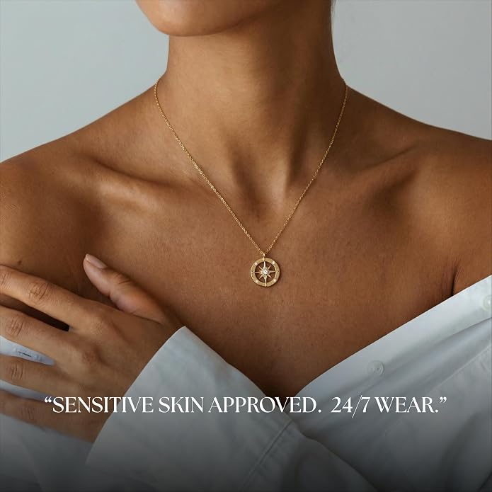 Galis Dainty Necklace - Silver, Gold Plated 18" Choker for Women with Dainty Small Round Faux Diamond Necklace Pendant, Necklaces Women with CZ Solitaire Lobster Clasp, Minimalist Gift