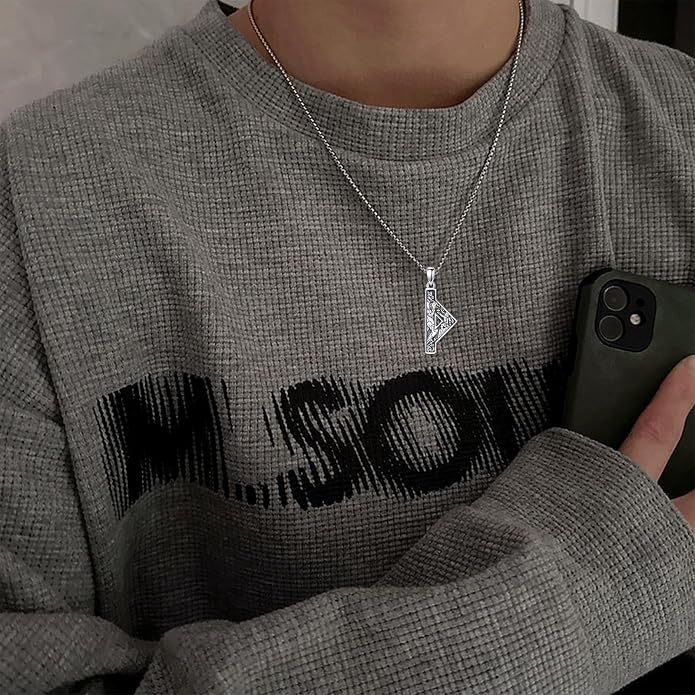 Viking Necklace 925 Sterling Silver Viking Rune Letter Pendant Norse Jewelry Gifts for Men Father