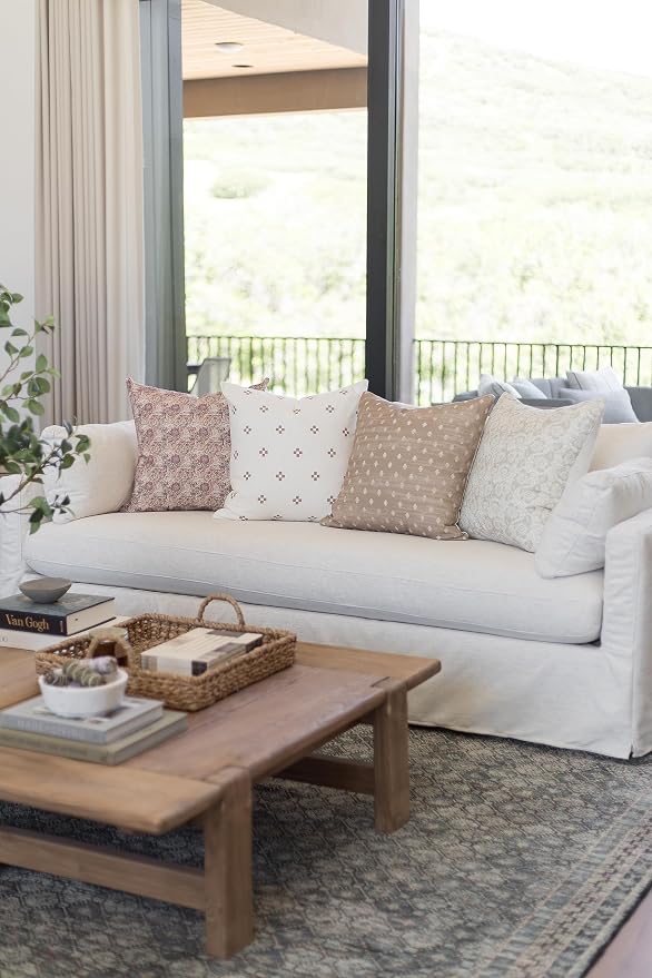 Woven Nook - Modern & Luxurious Decorative Boho Throw Pillow Covers - Durable Quality & Machine Washable - 100% Cotton Canvas - Dover Set - 4 Pack (22 x 22)