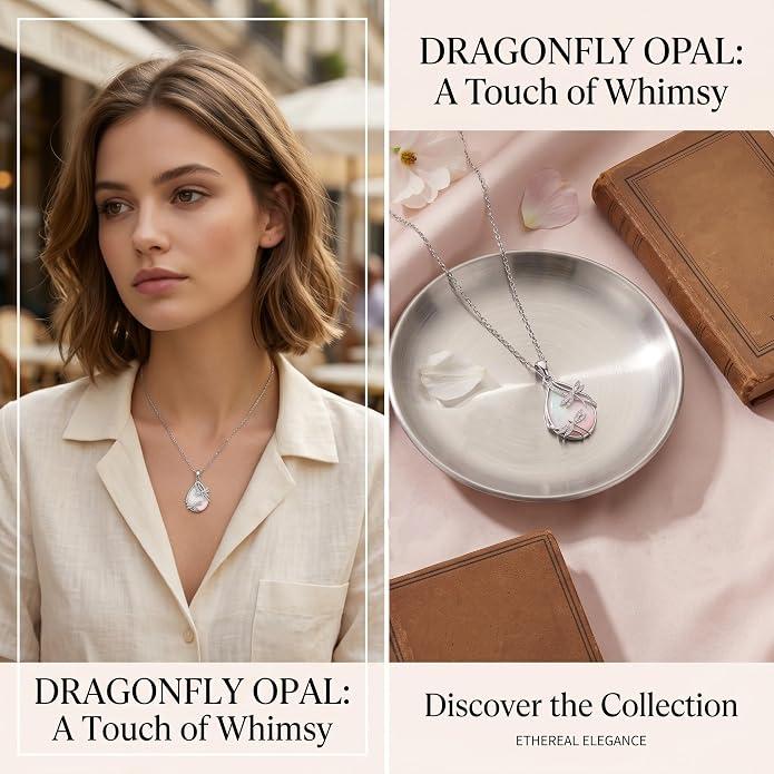 PRAYMOS Dragonfly Gifts 925 Sterling Silver Dragonfly Necklace for Women Dreamy Dragon fly Pendant Dragonflies Jewelry Birthday Gift 18+2" Adjustable Chain