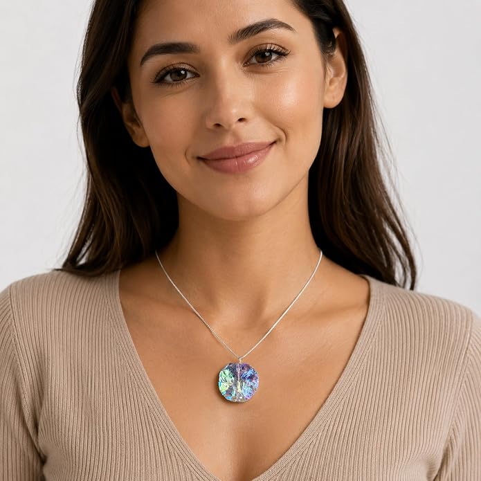 YANARA Angel Aura Quartz Necklace for Women – Raw Rough Crystal Statement Pendant, Silver Plated, 16” + 2” Extender Chain, Handmade Minimalist Dainty Jewelry Gift For Mother's Day, Western Jewelry