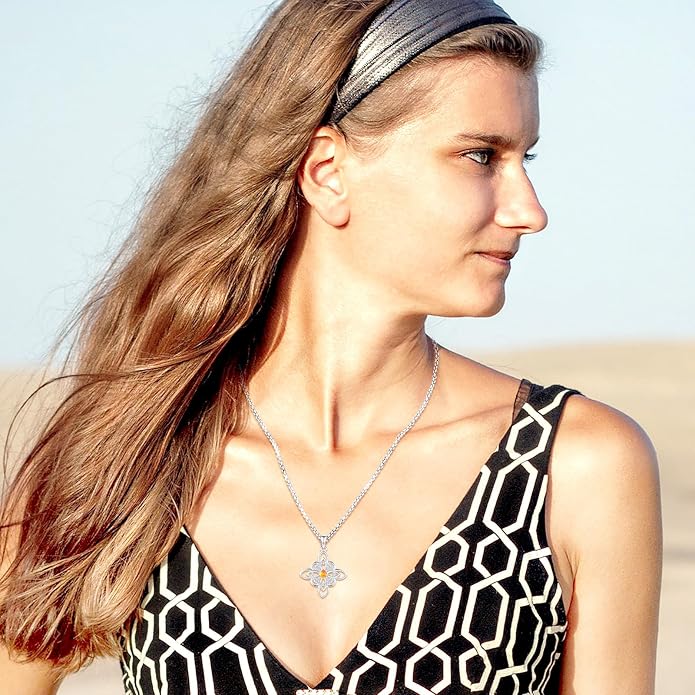 Pentagram Necklace Sterling Silver Triple Moon Goddess/Celtic Knot Witches Knot/Ankh/Sun and Moon/Hecate/Lilith/Santa Muerte/Tetragrammaton Pendant Necklace Pagan Wiccan Magic Egyptian Amulet Jewelry for Women Men