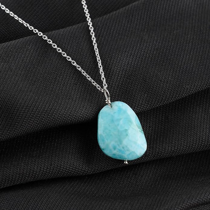 Raw Gemstone Dainty Pendant Necklace for Women, Trendy Healing Chakra Crystal, Birthstone Handmade 925 Sterling Silver Adjustable 18 inch Chain Jewelry, Birthday Gifts