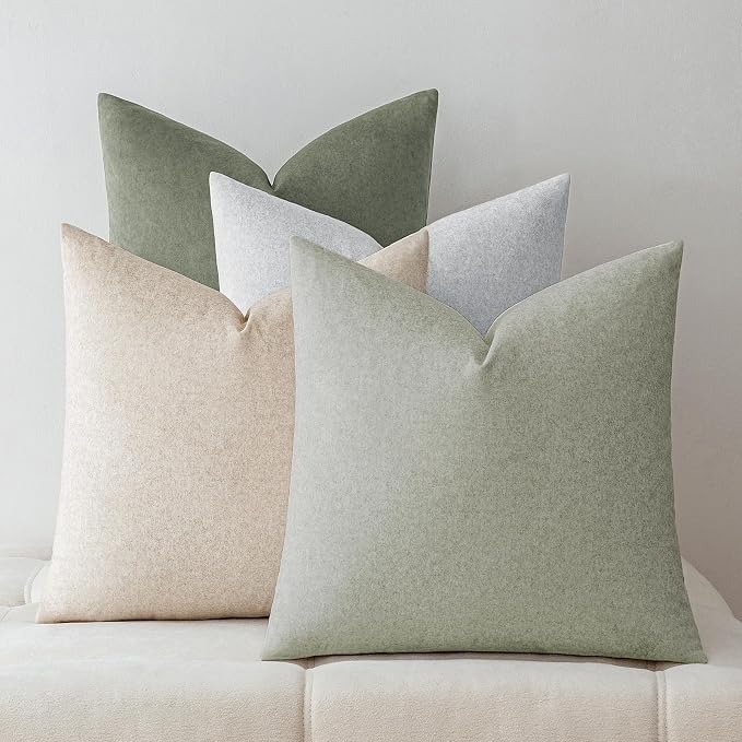 a moment Waterproof Throw Pillow Covers Set of 4,18x18 Inch Outdoor Stain Resistant Pet Friendly Pillowcases Cushion Covers for Patio Sofa and Living Room,Green