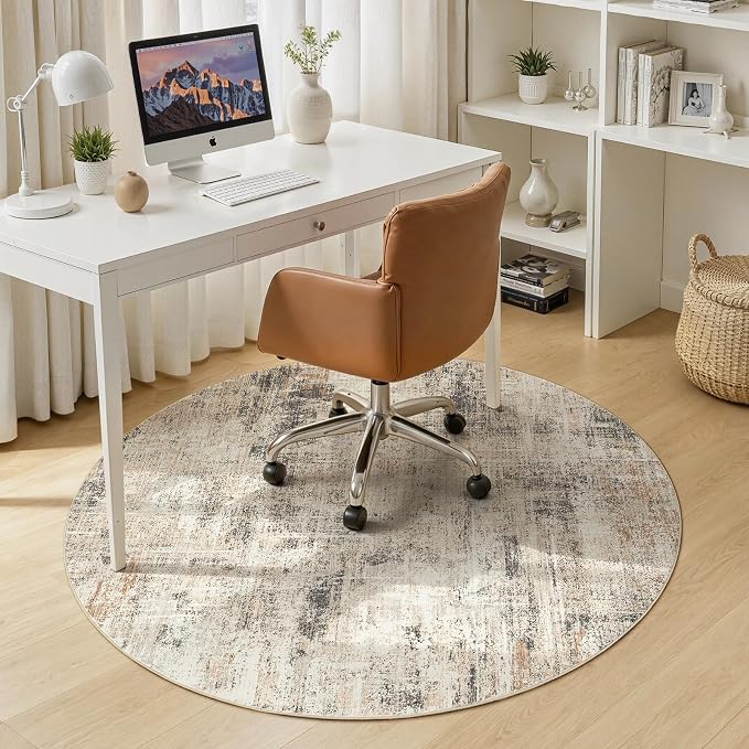 Lofus 4ft Area Rugs for Living Room, Gold Washable Area Rug with Non-Slip Backing,Soft Abstract Carpets for Bedroom Dining Room Home Office Indoor Nursery