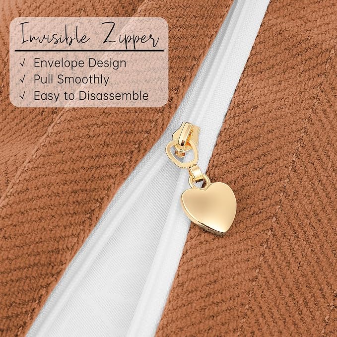 ZWJD Orange Pillow Covers 18x18 Set of 2 Chenille Throw Pillow Covers with Elegant Design Soft and Luxurious Decorative Throw Pillows for Couch, Bed, and Home Decor
