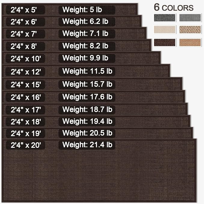 GOYLSER Non Slip Carpet Runners for Hallway, Absorbent Laundry Room Rug Runner Non Slip Washable,10ft Natural Jute Long Kitchen Mat Runner, Deep Brown