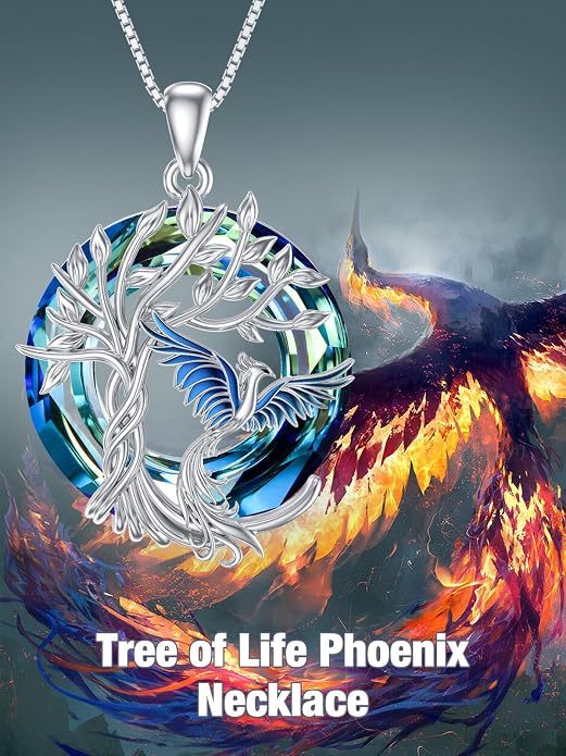 TOUPOP Phoenix Necklace 925 Sterling Silver Crystal Pendant Phoenix Rising Jewelry Women Birthday Mothers Day Gifts for Women