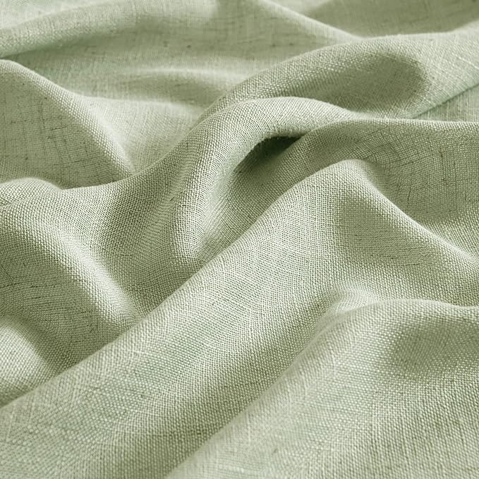 MIULEE Sage Green Linen Curtains 96 Inch Long for Bedroom Living Room, Soft Thick Linen Textured Window Drapes Semi Sheer Light Filtering Back Tab Rod Pocket Burlap Look Farmhouse Decor, 2 Panels