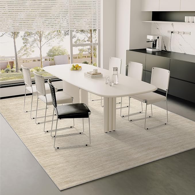 Valenrug Washable Rugs 9x12 - Non Slip 9x12 Area Rugs for Living Room, Stain Resistant Area Rugs for Bedroom, Foldable Machine Washable Area Rug(9'x12', Beige)