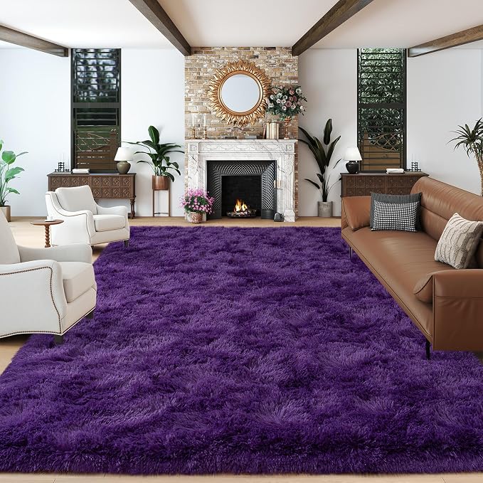 Dssimo 10x14 Area Rugs for Living Room Fluffy Large Purple Rugs | Soft Fluffy Shag Indoor Floor Carpet for Kids,Girls Boys and Teens Decorations Aesthetic for Dorm Nursery Classroom