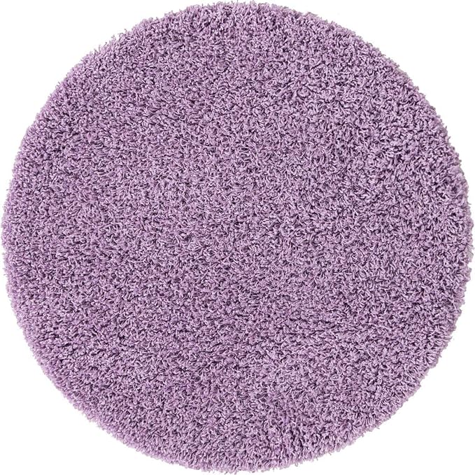 Unique Loom Solid Shag Collection Area Rug (3' 3" Round, Lilac)