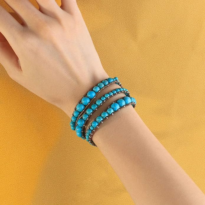 KELITCH New Star Turquoise Bracelets Love Silver Beads 3 Wrap Bracelet Women Shell Pearl Bracelets