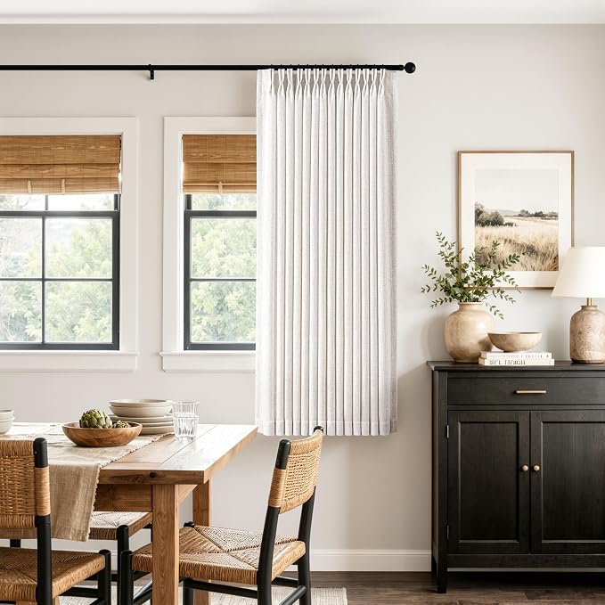 MIULEE Pinch Pleated Thick Linen Curtains 54 Inches Long 2 Panels for Kitchen Bedroom Basement, Linen Textured Memory Trained Drapes Pleat Back Tab Light Filtering Natural Small Short Window Curtains