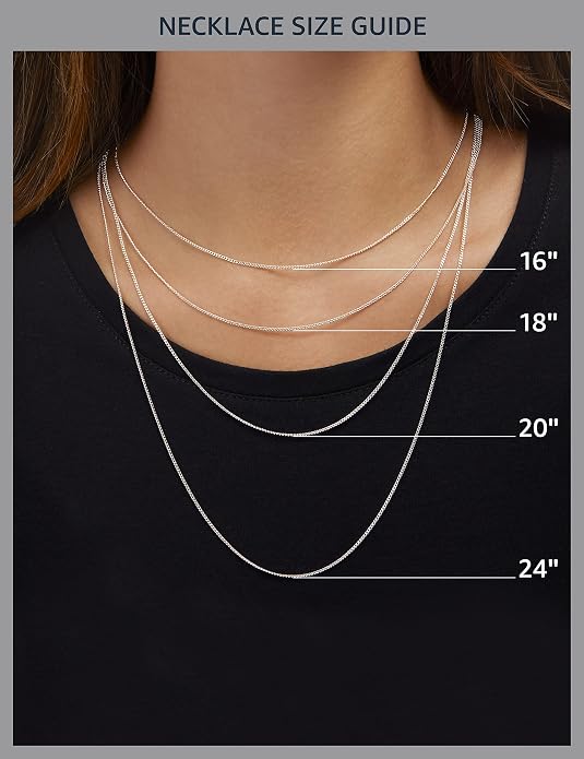 Amazon Essentials Sterling Yellow Gold or Silver Thin 0.8mm Box Chain Necklace