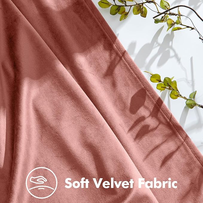 MIULEE Dusty Rose Velvet Curtains 108 inches Long, Pinch Pleated Blackout Drapes with Hooks, Thermal Insulated Pinch Pleat Panels for Bedroom Living Room, 2 Panels