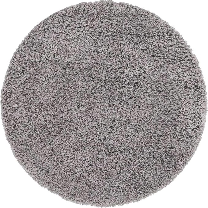 Unique Loom Solid Shag Collection Area Rug (3' 3" Round, Cloud Gray)