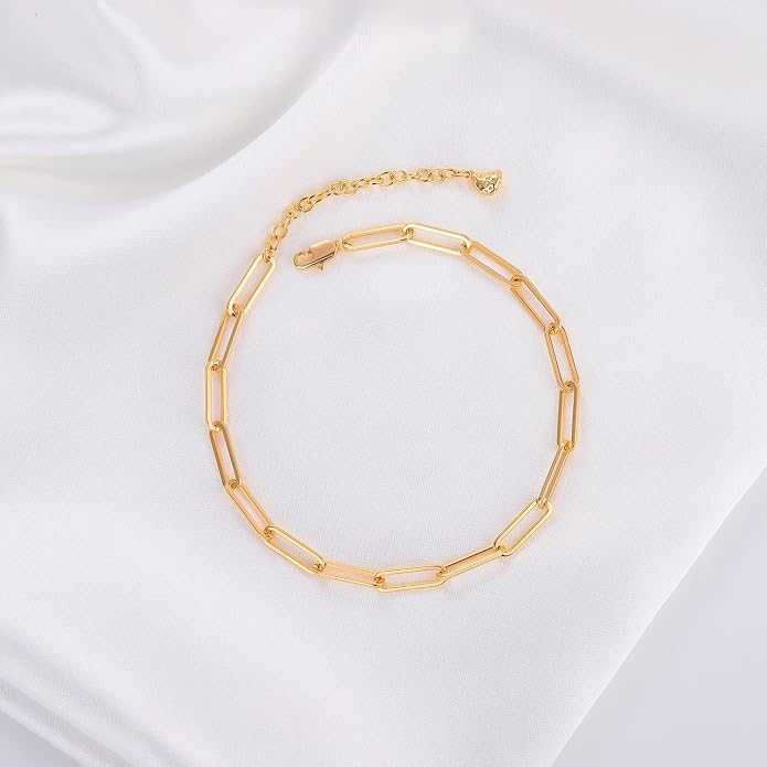 MEVECCO Anklet for Women Gold Chain 14K Gold Plated Dainty Boho Beach Summer Simple Foot Jewelry Ankle Bracelet