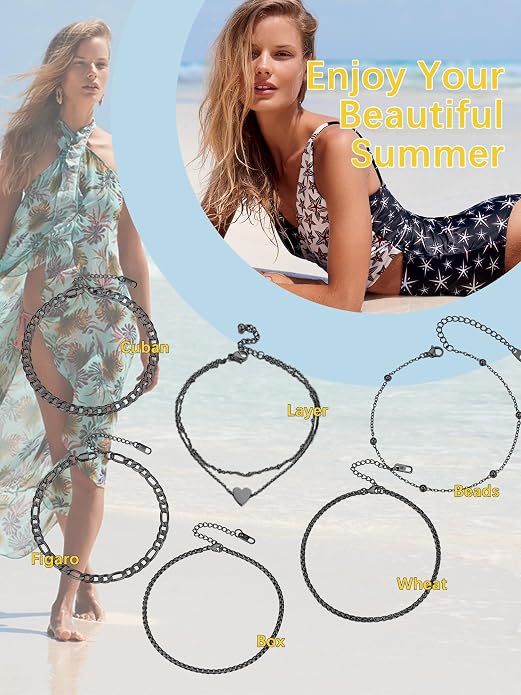 PROSTEEL Gold/Silver Anklets for Women Waterproof, 14K Gold Plated Ankle Bracelet Non Tarnish, Jewelry Gifts Adjustable