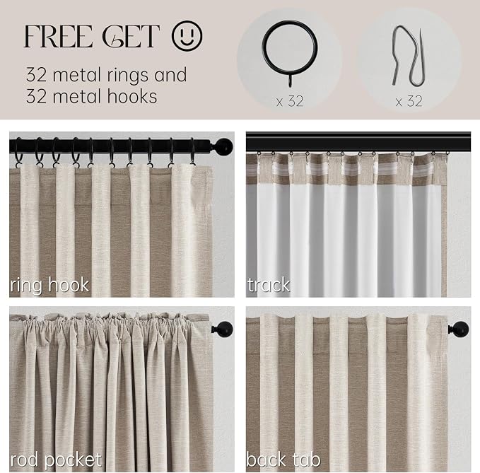 Topfinel 54 Inch Long Linen Blackout Tiers Curtains for Small Window Elegant Short Boho Farmhouse Curtain Drapes for Livingroom Bedroom Thermal Insulated Linen Cafe Drapes (2 Panels, W52 xL54)