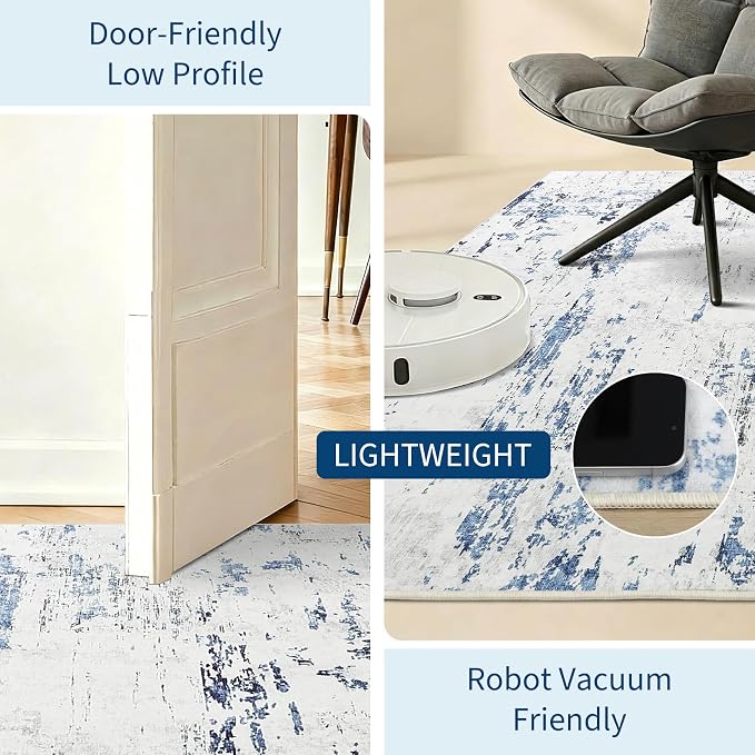 GarveeHome 10x14 Abstract Area Rug Neutral Washable Living Room Bedroom Rug | Abstract Low Pile Non Slip Rug Modern Floor Mat Carpet Indoor Accent Rug for Dining Room Playroom Nursery Home Decor