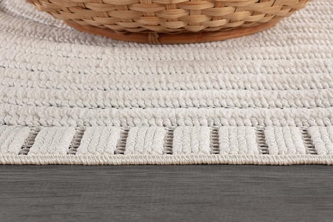 CAMILSON Modern Rug 10x14 Luxury Swirl Curved Large Micro Loop Area Rugs Soft High-Low Pile Stain Resistant Easy to Clean Non-Shedding Durable Living Room Kitchen Indoor Carpet (White)