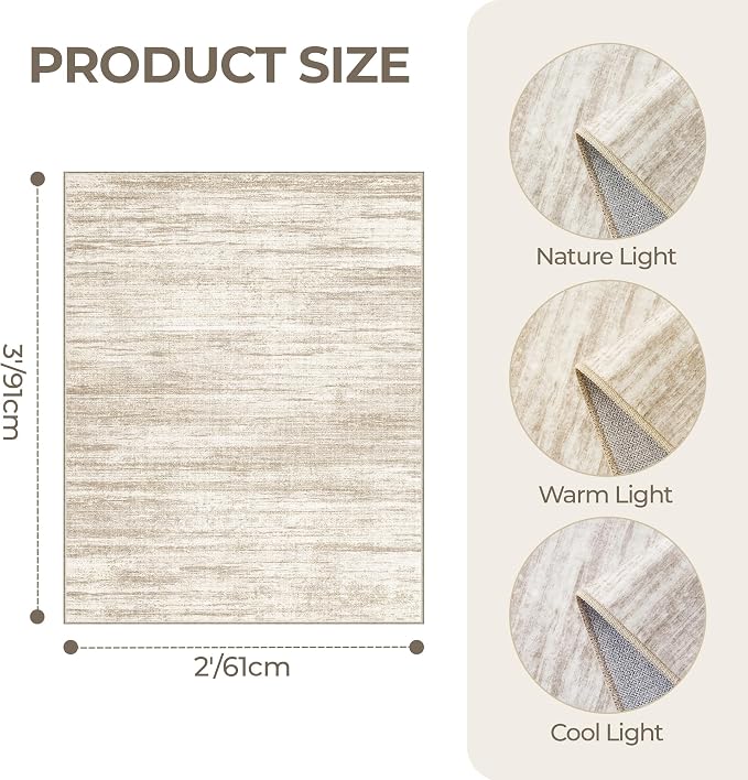 2x3 Rug Non Slip, Small Washable Entryway Rug,Brown | Welcome Mat,Runner for Kitchen,Front Door,Bathroom,Bedroom,Thin Area Rug,Soft Foldable Indoor Carpet,Stain Resistant