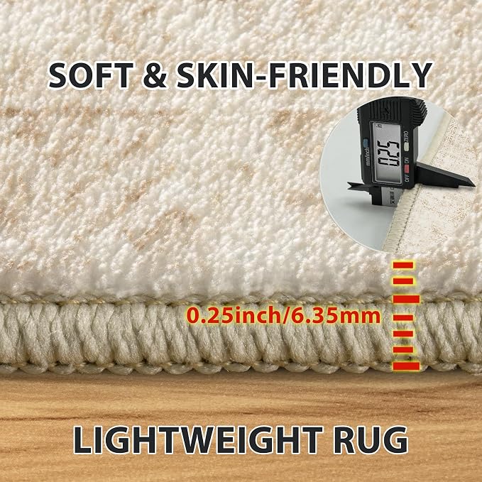 10x14 Area Rugs for Living Room Rug Washable: Abstract Large Rug Indoor Modern Carpet Non Slip for Dining Room Bedroom Nursery Home Office Beige