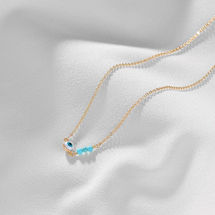 LOYATA Dainty Ankle Bracelet,14K Gold Plated Tiny Bead Anklet Dainty White Cubic Zirconia Cross Tassel Foot Chain Cute Lucky Moon Evil Eye Foot Jewelry Boho Anklets for Women
