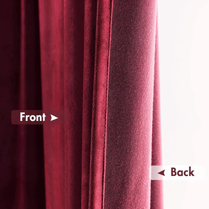 MIULEE Burgundy Red Blackout Velvet Curtains Drapes 108 Inch Long 52"x108" | Luxurious Bedroom Living Room Decor, Room Darkening, Thermal Insulated, Rod Pocket Design, Super Soft Fabric, Extra Long