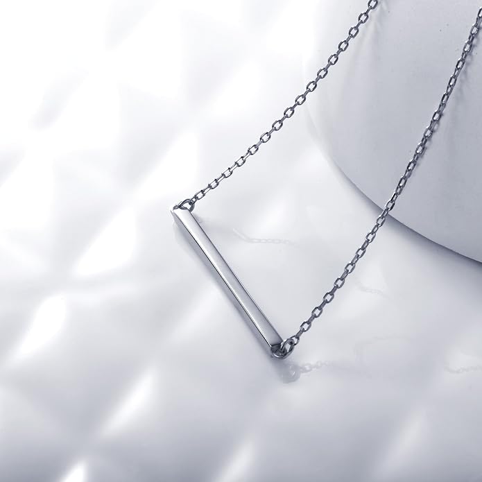 S.Leaf Gold Dainty Pendant Necklaces for Women Sterling Silver Gold Plated Layered Horizontal Vertical Bar Star Starburst Moon Cubic Zirconia Lariat Necklace for Women Trendy Gifts