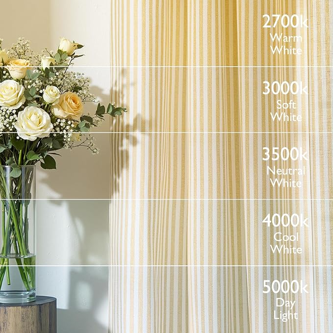 Vangao Linen Striped Curtains for Living Room Bedroom Farmhouse Tickingstripe Light Filtering Window Curtains Printed Drapes Grommet Top 2 Panels Mustard Yellow on Off White W50 x L96 Inch