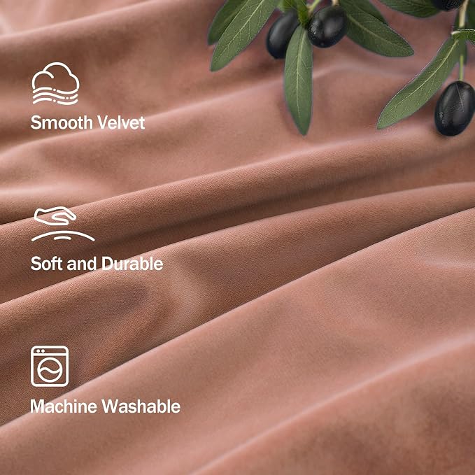 Cinnamon Velvet Curtains 84 Inch Length 2 Panel for Living Room Bedroom Boho Vintage Luxury Blackout Velvet Drapes for Dining Room Darkening Thermal Insulated Curtain 84 Long Back Tab Terracotta Brown