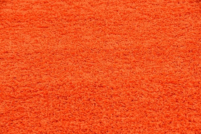 Unique Loom Solid Shag Collection Area Rug (8' Square, Tiger Orange)