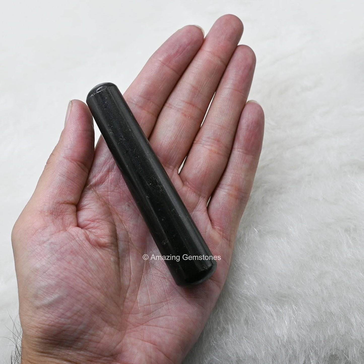 Amazing Gemstone Black Tourmaline Crystal Wand Massage Stick - Pelvic Wand Gua Sha for Adults - Crystals and Healing Stones Massage Wands for Adults Gifts (Smooth)