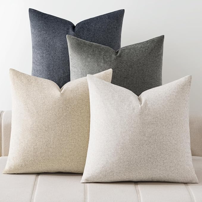 a moment Waterproof Throw Pillow Covers Set of 4,26x26 Inch Outdoor Stain Resistant Pet Friendly Pillowcases Cushion Covers for Patio Sofa and Living Room,Soft Charcoal