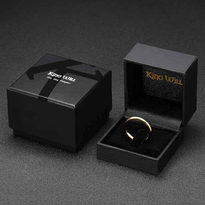 King Will Men's Women's Tungsten Carbide Ring 24k Gold Plated Rose Gold Plated Domed Polished Finish Wedding Band