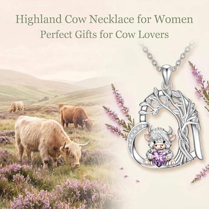PELOVNY Teddy Bear Necklace for Women 925 Sterling Silver Bear/Highland Cow/Fox/Cat/Axolotl Birthstone Necklace Christmas Birthday Jewelry Gifts for Mom Daughter Wife Sister