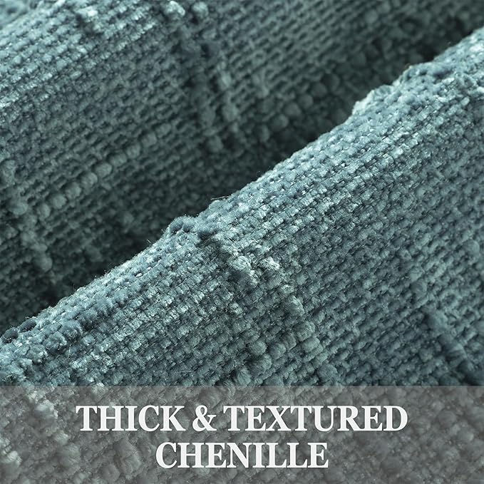 decorUhome Textured Chenille Throw Pillow Covers 26x26 Set of 2 Teal | Fall Modern Farmhouse Soft Cozy Slubby Couch Pillow Cases Boho Decorative Pillow Cases for Bed Sofa Living Room Home Decor