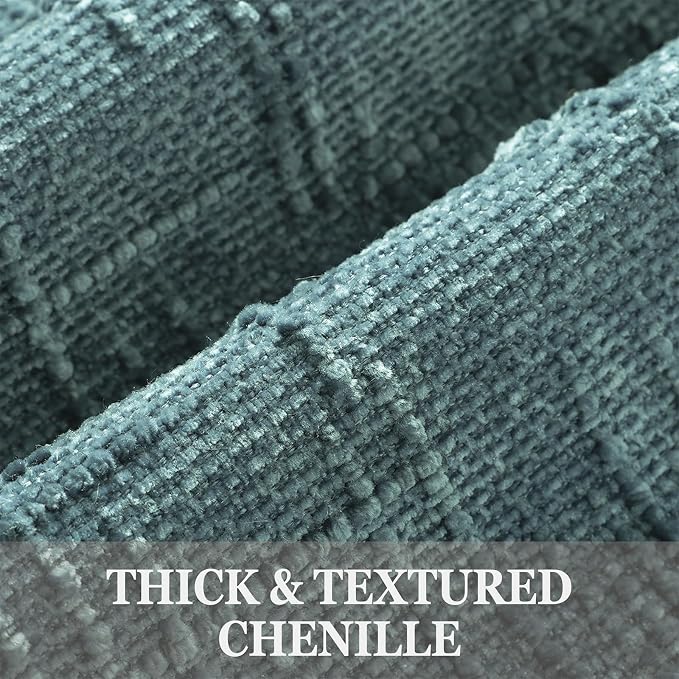 decorUhome Textured Chenille Throw Pillow Covers 16x16 Set of 2 Teal | Fall Modern Farmhouse Soft Cozy Slubby Couch Pillow Cases Boho Decorative Pillow Cases for Bed Sofa Living Room Home Decor
