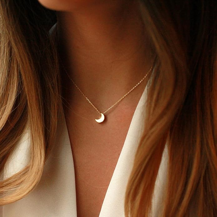 Collner 14K Gold Heart Pendant Necklace for Women Dainty Star Necklace Tiny Evil Eye Choker Necklace Boho Crescent Moon Necklace Minimalist Jewelry
