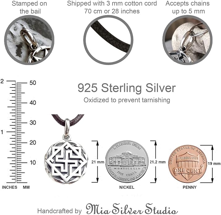 925 Sterling Silver Viking Valkyrie Pendant Necklace - Ancient Odin's Warrior Symbol Protection Amulet Talisman Charm - Nordic Valhalla Norse Mythology Jewelry for Men Women - Handmade