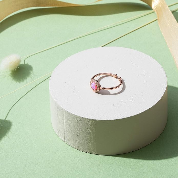 PAVOI 14K Gold Plated Created Opal Rings - Stacking Rings for Women