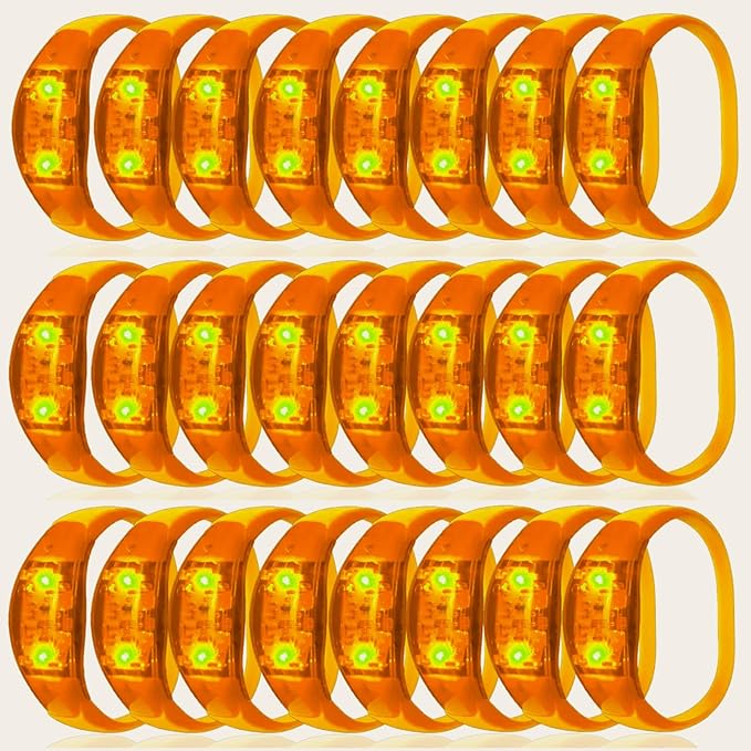 24 Pcs LED Glow Bracelets Sound Activated Led Flashing Bracelet Music Control Light Up Bracelets,Glow in The Dark Party Supplies For Birthday Carnival Concerts Night Events Christmas Gift (orange)