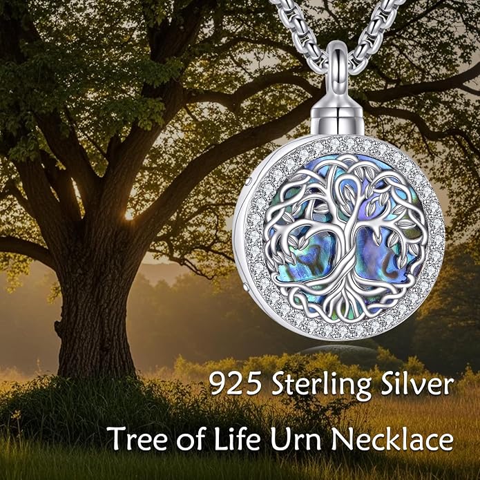 POPLYKE Tree of Life Necklace for Women Sterling Silver Celtic Knot Family Tree With Blue/Purple/Volcano Crystal Irish Gifts for Mom Wife Birthday Christmas