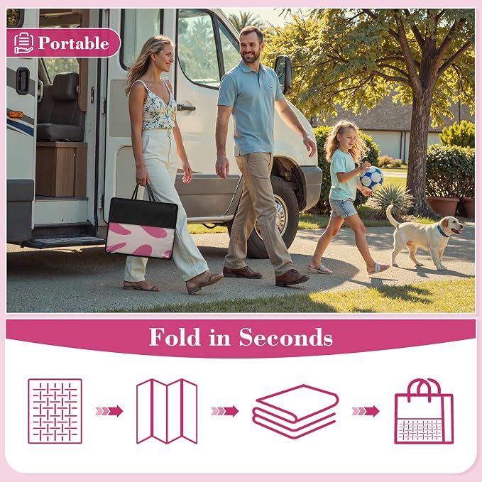 Lahome 9x12 Pink Outdoor Pool Rug, Sea Coral Beach Camping Rugs for Outside Your Rv, Waterproof Plastic Straw Stain Resistant Deck Carpets for Picnic Patio Porch Decor, Pink 9'x12'