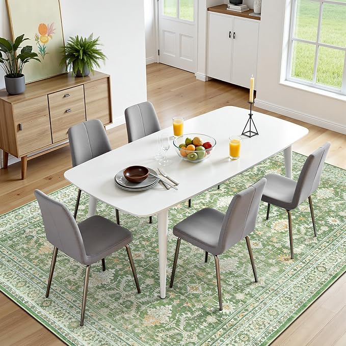 Lofus 6x9 Area Rug for Living Room,Light Green Washable Area Rugs with Non-Slip Backing,Soft Boho Carpets for Bedroom Dining Room Home Office Indoor Nursery